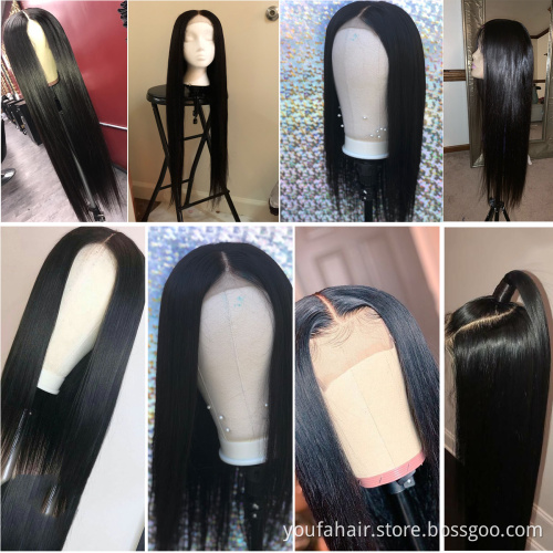 Natural Color Brazilian Straight Lace Front Human Hair Closure Wig For Black Women Virgin Cuticle Aligned 4x4 Lace Closure Wig